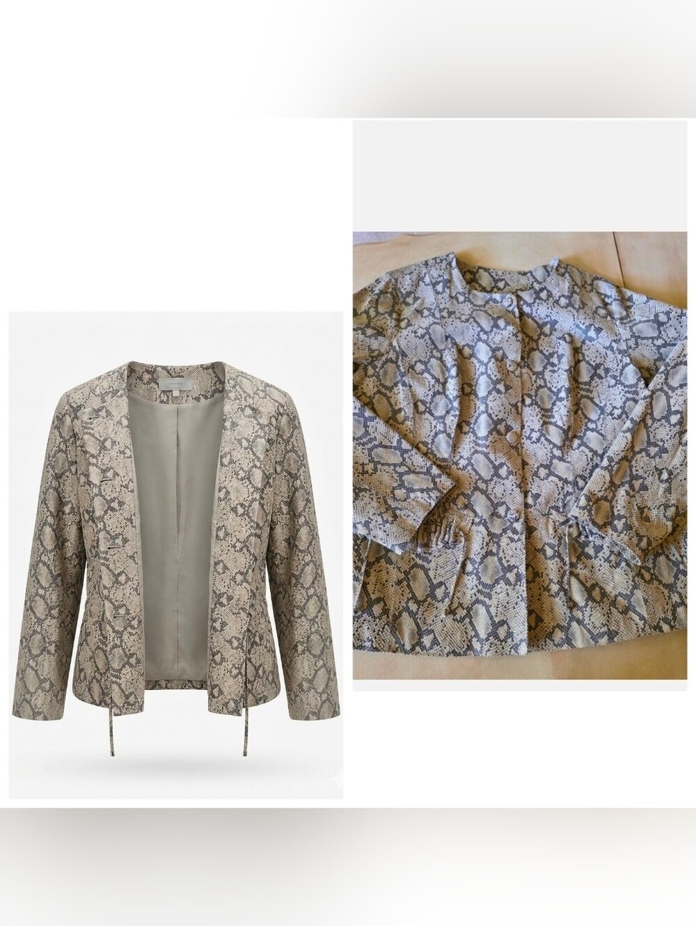 Chi by Carlos Falchi Python Snake Leather Jacket Moto Biker Plus Size 2XL